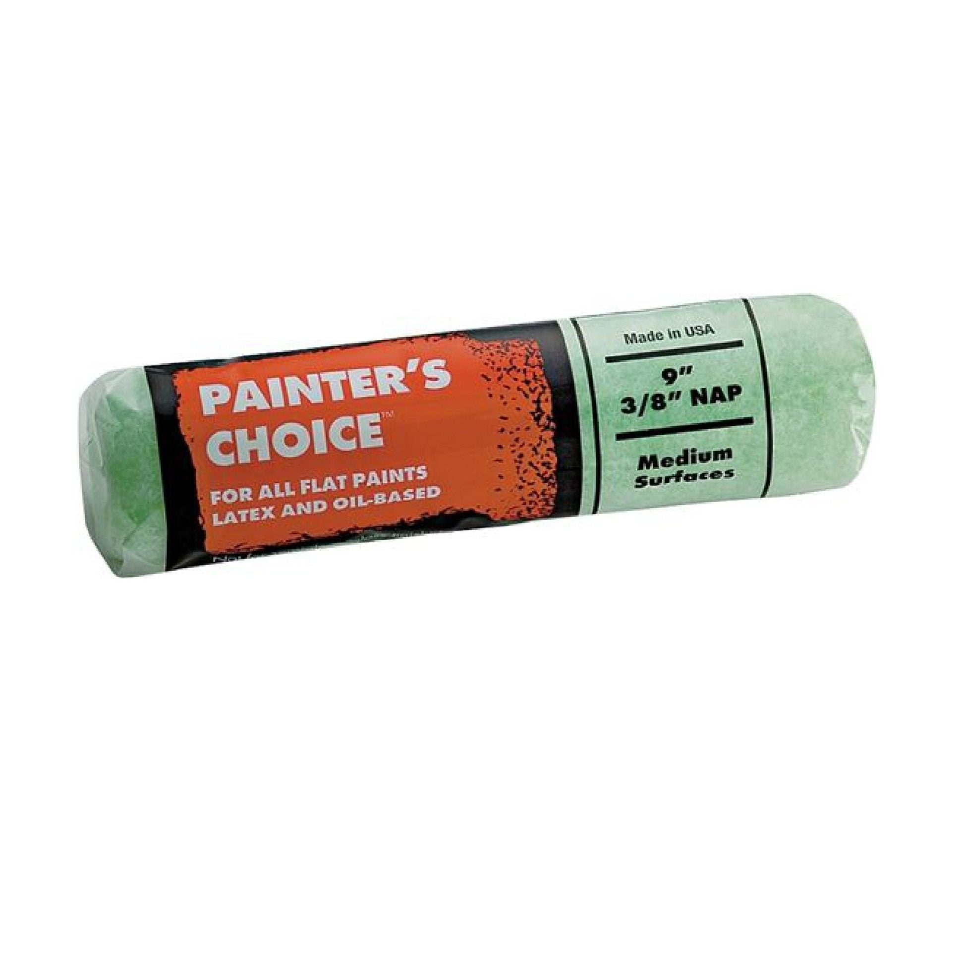 This WOOSTER R337-9 Painters Choice 9 in. x 3/8 in. paint roller cover is ideal for all flat paints, including latex and oil-based, making it perfect for medium surfaces. Its professional-grade, durable, and made in the USA.